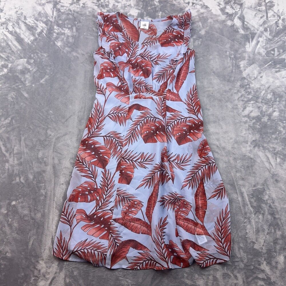 CAbi Isabel Dress Women's Size XS 5381 Palm Blue Coral With Detachable Slip